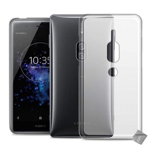 Housse Etui Coque Pochette Silicone Gel Fine Pour Sony Xperia Xz2 Premium + Verre Trempe - Blanc Transparent