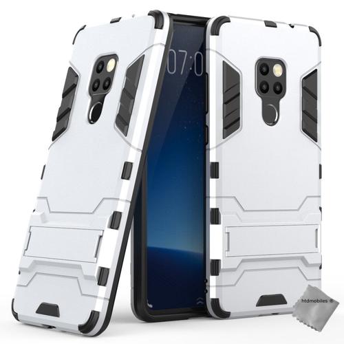 Housse Etui Coque Rigide Anti Choc Pour Huawei Mate 20 + Verre Trempe - Argent