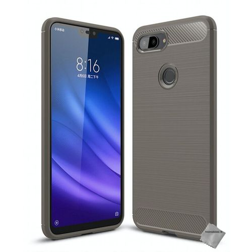 Housse Etui Coque Silicone Gel Carbone Pour Xiaomi Mi 8 Lite + Film Ecran - Gris