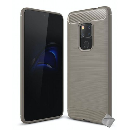 Housse Etui Coque Silicone Gel Carbone Pour Huawei Mate 20 + Film Ecran - Gris