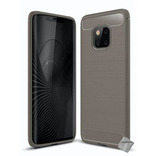 Housse Etui Coque Silicone Gel Carbone Pour Huawei Mate 20 Pro + Film Ecran - Gris