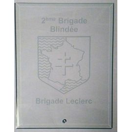 Insigne De La 2bb Brigade Blindé Plaque En Verre Et Son Support En Bois