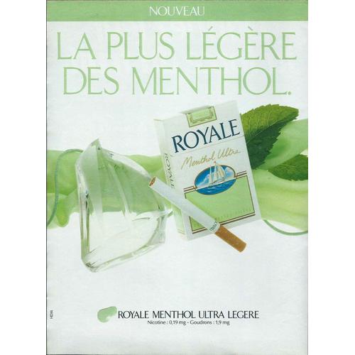 Publicité Papier - Cigarettes Royale Menthol Ultra De 1989