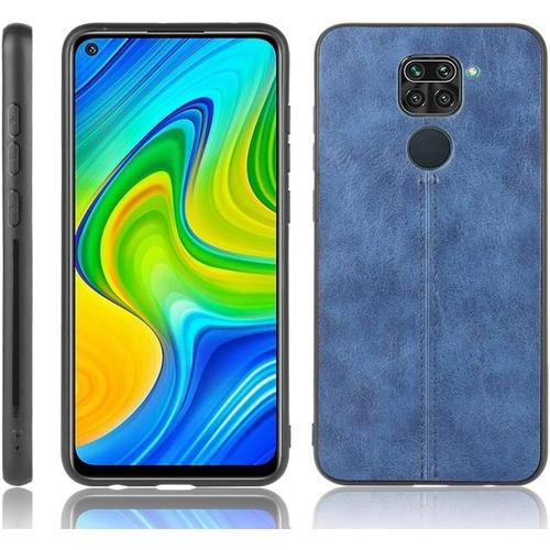 Simple Et Pratique For Xiaomi Redmi Note 9/Redmi 10x 4g Couture De La Peau De Vache À Coudre Pc+Pu+Pu+Tpu Tous Les Boutons Correspondent Noir Color Blue