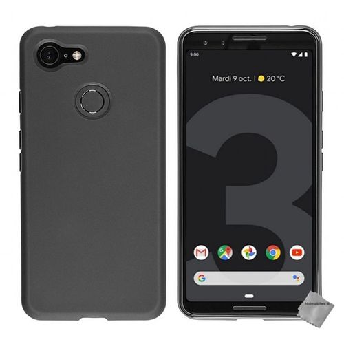 Housse Etui Coque Pochette Silicone Gel Fine Pour Google Pixel 3 + Verre Trempe - Noir
