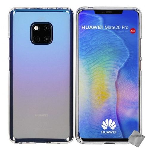 Housse Etui Coque Pochette Silicone Gel Fine Pour Huawei Mate 20 Pro + Film Ecran - Blanc Transparent