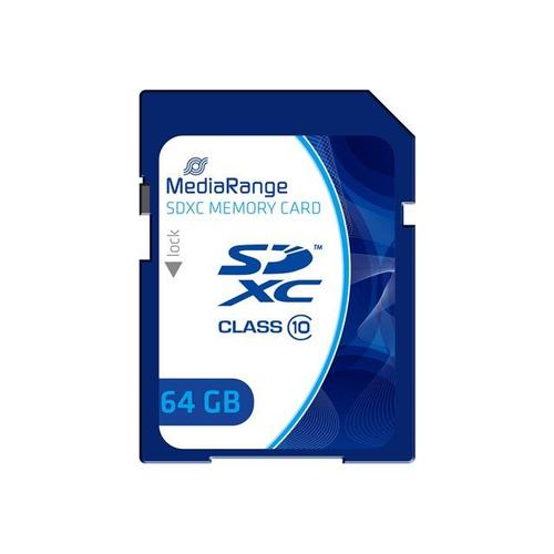 MediaRange - Carte mémoire flash - 64 Go - Class 10 - SDXC - bleu