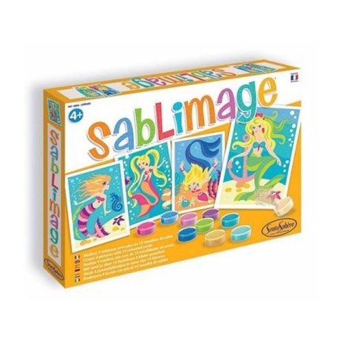 Coffret Sablimage 4 Tableaux Sirenes + 16 Pots De Sable Colore