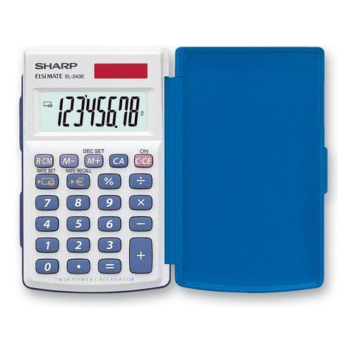 Sharp EL-243E - Calculatrice de poche - 8 chiffres - panneau solaire, pile - blanc