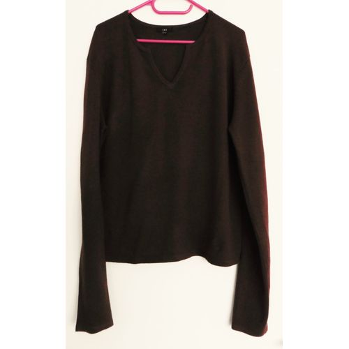 Pull Marron Col V. Izi. Acrylique. Nylon. Elasthanne. Taille 40