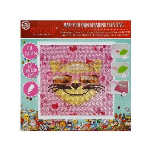 Kit Broderie Diamant Emoji Chat 16 X 16 Cm - Diamond Painting