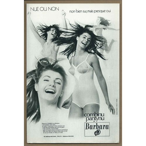 Publicité Papier - Lingerie Barbara De 1970
