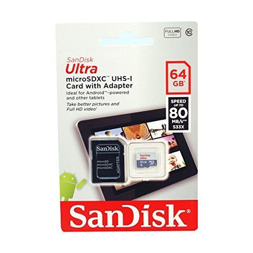 SanDisk Ultra - Carte mémoire flash (adaptateur microSDXC vers SD inclus(e)) - 64 Go - UHS-I / Class10 - microSDXC UHS-I