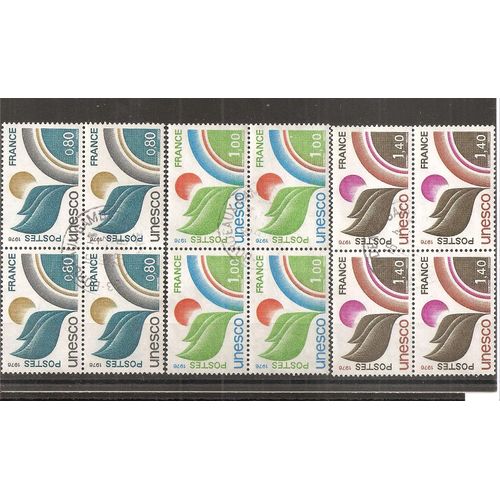 Ts 50 À 52 (1976) Série Unesco Oblitérée En Blocs De 4 (Cote 15,2e) (5932)