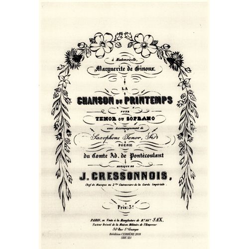La Chanson Du Printemps De Jules Cressonnois Pour Chant Sax & Piano