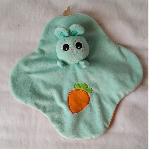 Doudou Plat Lapin Bleu Orange Carotte Ouaps