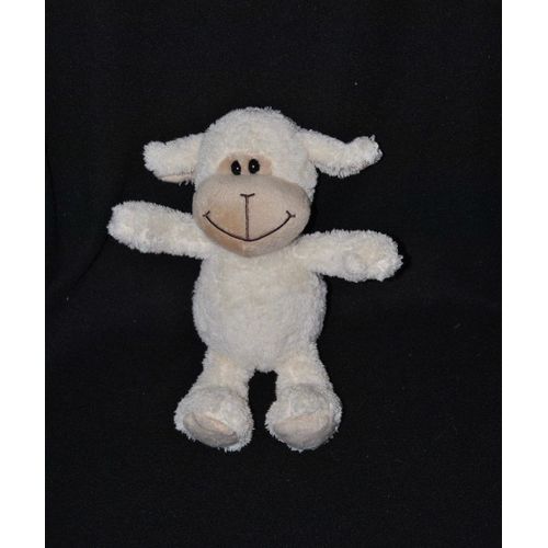 Peluche Doudou Ours Mouton Kinder Ferrero Blanc Crème Yeux Durs 25 Cm