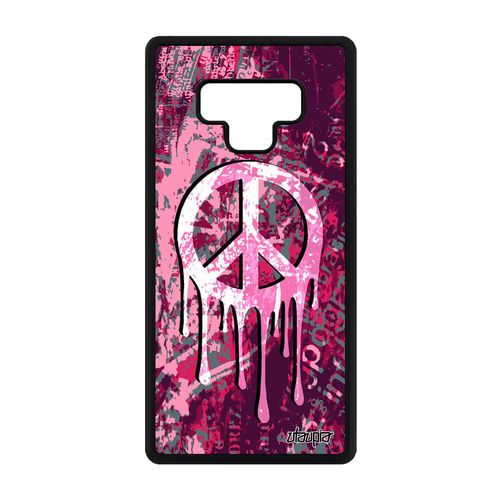 Coque Silicone Peace And Love Pour Samsung Galaxy Note 9 Case Personnalisé Rose