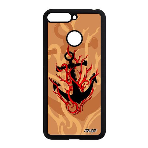 Coque Pour Honor 7a Silicone Ancre Cover Artistique Case Mobile Marine Mer Beige