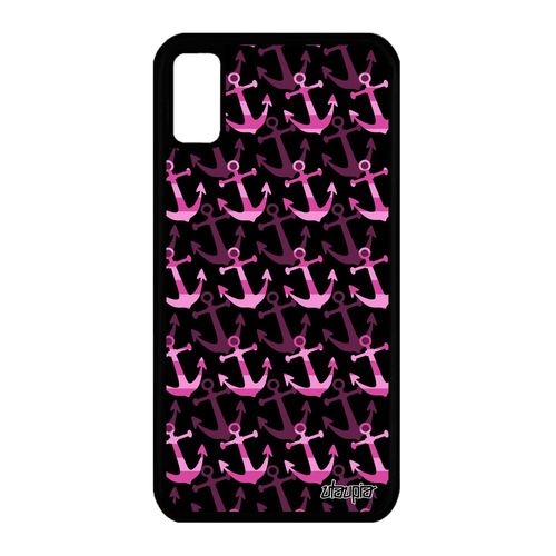 Coque Iphone Xs Silicone Ancre Etui De Bateau Rose Fille Imprimé Bumper En
