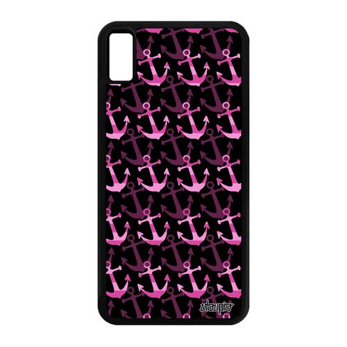 Coque Silicone Iphone Xs Max Ancre Rose Tendance Marinière Graphique Fille