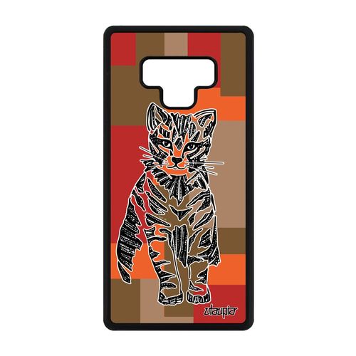 Coque Silicone Note 9 Chat Geometrique Telephone Marron Felin 4g Samsung Galaxy Note 9