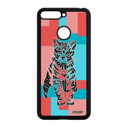 Coque Honor 7a Silicone Chat Homme Fantaisie Tribal Minou Original Dessin Rose A