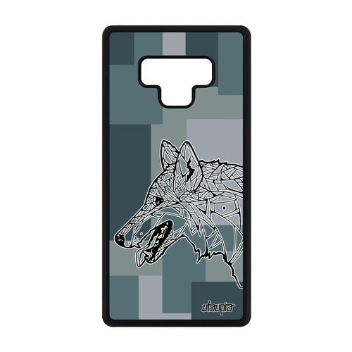 Coque Note 9 Silicone Loup Carré Alpha Gris Etui Graphique Chien Samsung Galaxy Note 9