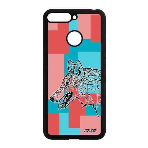 Coque Silicone Honor 7a Loup Rose Fantaisie Ethnique De Protection Azteque Cube
