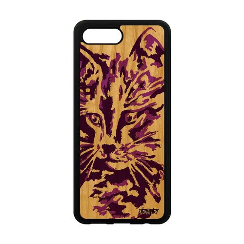 Coque Honor 10 Bois Silicone Chat Rose Chaton Case Unique Mignon Art Peinture De