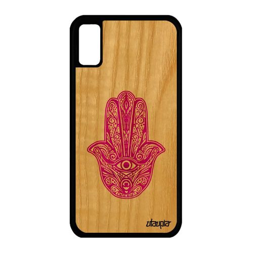 Coque Iphone Xs Bois Silicone Main De Fatma Il Rose Fatima Symbole Cover