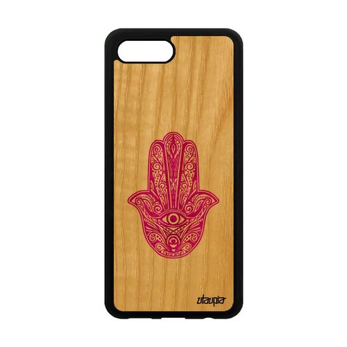 Coque Pour Honor 10 Bois Silicone Main De Fatma Rigide Etui Talisman Rose Fatima