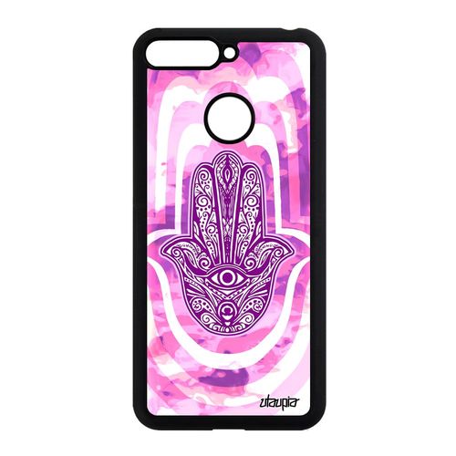 Coque Honor 7a Silicone Main De Fatma Symbole Rigide Souple Cover Antichoc Rose