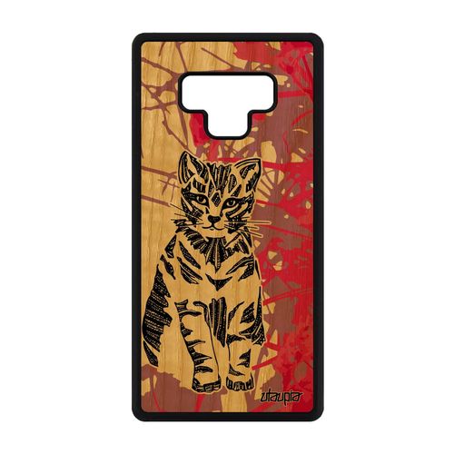 Coque Silicone Samsung Note 9 Bois Chat Portable Mignon Petit Tribal Rose Samsung Galaxy Note 9
