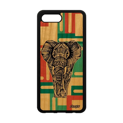 Coque Silicone Pour Honor 10 En Bois Elephant Azteque Unique Fantaisie Swag Vert