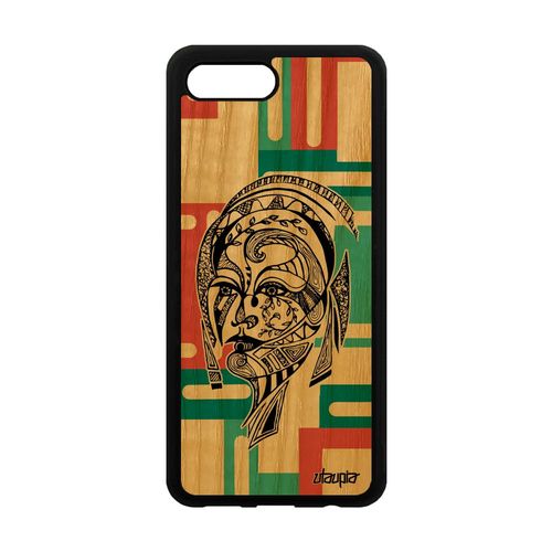 Coque Silicone Honor 10 Bois Femme Azteque Geometrique Dessin Telephone Vert Fee