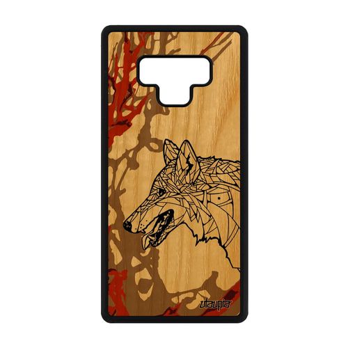 Coque Bois Pour Note 9 Silicone Loup Azteque Tribal Marron Homme Samsung Galaxy Note 9