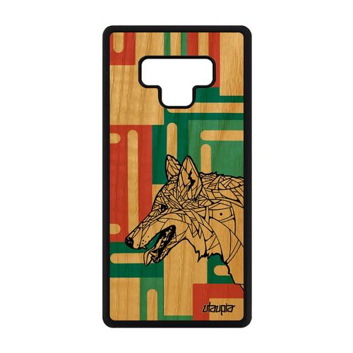 Coque Bois Samsung Note 9 Silicone Loup Animaux De Protection Dessin Vert Samsung Galaxy Note 9