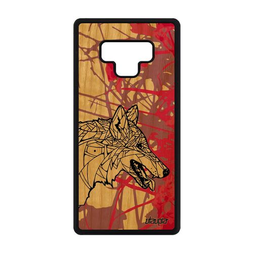 Coque Vrai Bois Note 9 Silicone Loup Telephone Rose Ethnique 4g A Samsung Galaxy Note 9