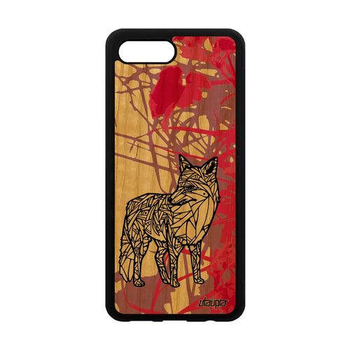 Coque Renard Pour Honor 10 En Bois Silicone Nature Souple Portable Frêne Rose