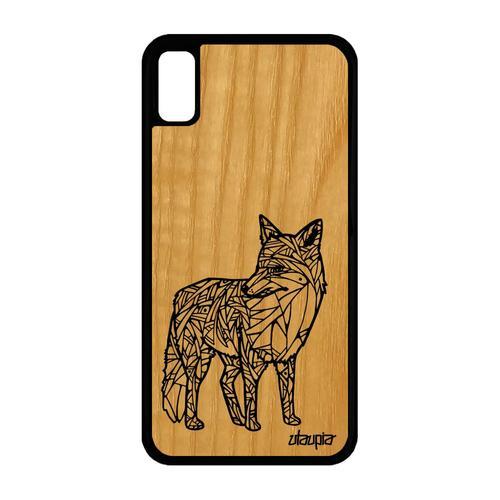 Coque Renard Iphone Xr Bois Silicone Smartphone Antichoc Azteque Noir De