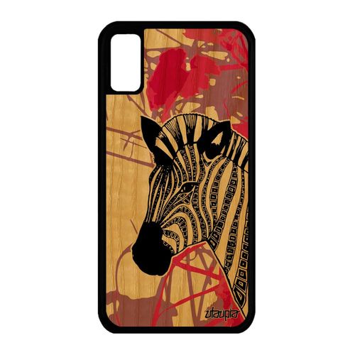 Coque Iphone Xs Bois Silicone Zebre Solide Azteque Animal Case 4g Rose De