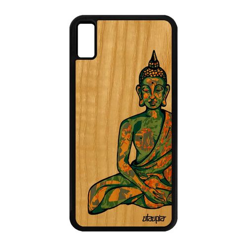 Coque Bouddha Iphone Xs Max Bois Silicone Soleil Vert Case Made In France