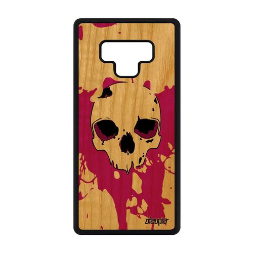 Coque Silicone Tete De Mort Pour Samsung Note 9 En Bois Et Halloween Rose Samsung Galaxy Note 9