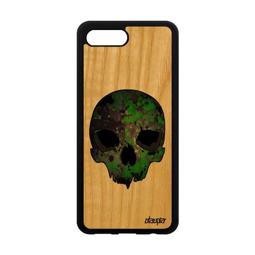 Coque Honor 10 En Bois Et Silicone Tete De Mort Army Souple Militaire Crane Vert