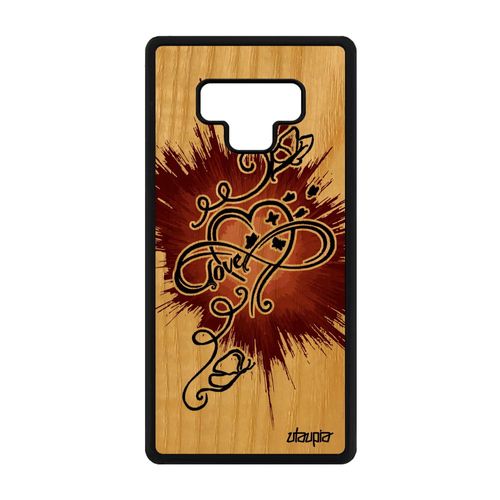 Coque Silicone Samsung Note 9 En Bois Infini Love Sans Fin Amour Marron A Samsung Galaxy Note 9