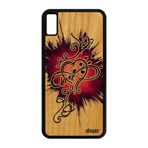 Coque Iphone Xs Max Bois Naturel Silicone Infini Love De Protection Rose A Iphone Xs Max