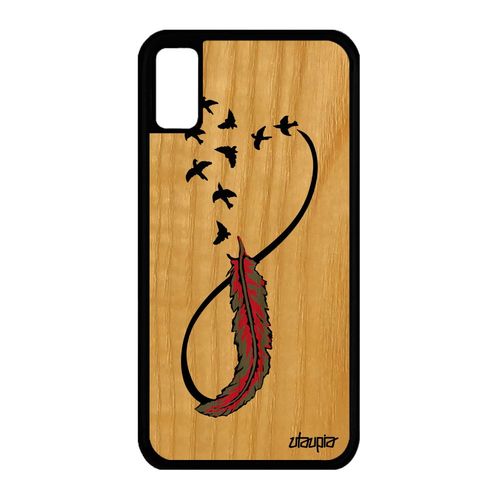 Coque Pour Iphone Xs Bois Silicone Infini Rose Femme Oiseau Housse Amour A
