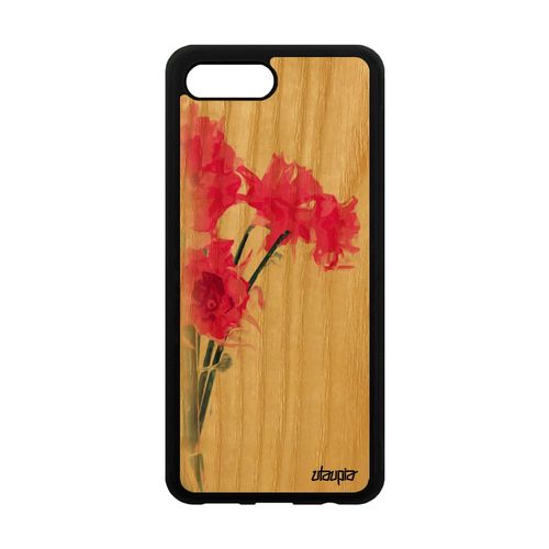 Coque Bois Pour Honor 10 Silicone Bouquet De Fleurs Rose Floral Unique Peinture