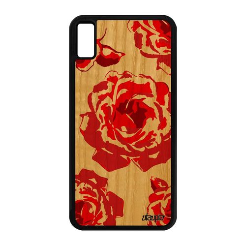 Coque Bois Iphone Xs Max Silicone Rose Fleur Mobile Mariage Made In France